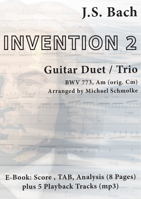 Michael Schmolke | J.S. Bach: Invention 2, BWV 773, Am | Guitar Duet/Trio | E Book & Audio
