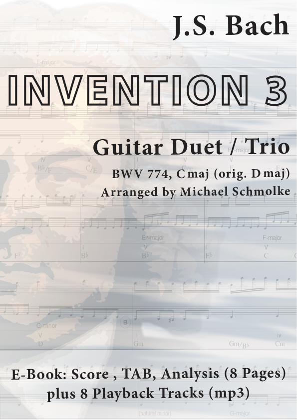 Michael Schmolke | J.S. Bach: Invention 3, BWV 774, Cmaj | Guitar Duet/Trio | E Book & Audio