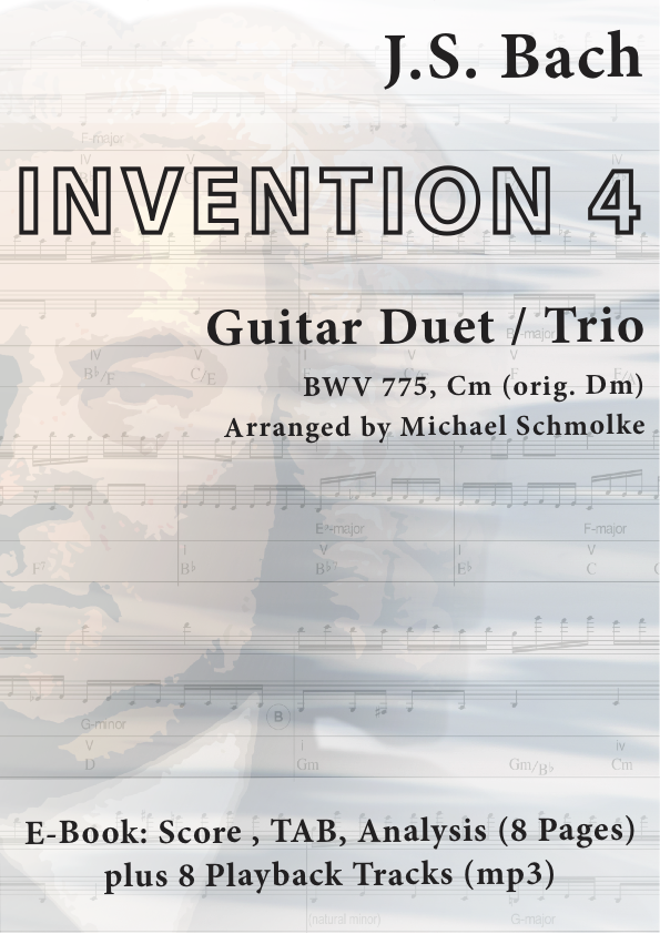 Michael Schmolke | J.S. Bach: Invention 4, BWV 775, Cm | Guitar Duet/Trio | E Book & Audio