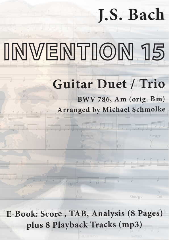 Michael Schmolke | J.S. Bach: Invention 15, BWV 786, Am | Guitar Duet/Trio | E Book & Audio